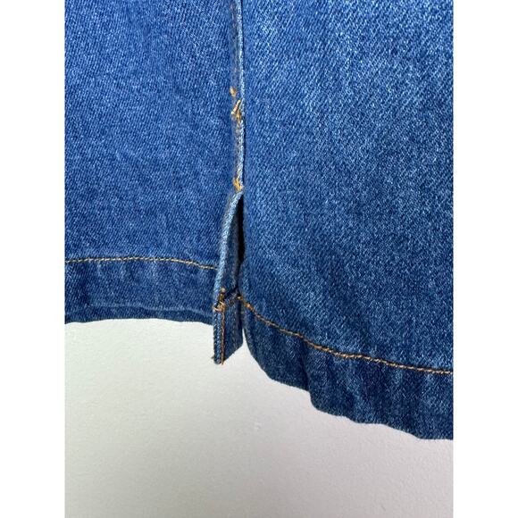 Vintage 80s Denim Floral Tapestry Detail High Waist Denim Skirt, Size 11/12 - Picture 6 of 7